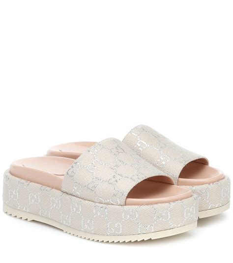 gucci silver platform slides|Gucci platform slides cheap.